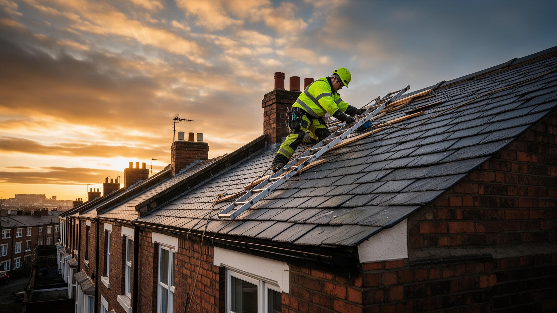 Delta Roofing team working on a Manchester roof